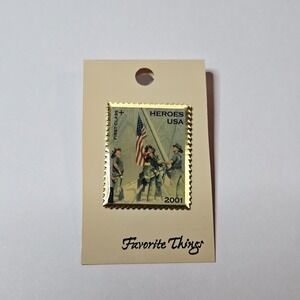 Vintage USPS USA HEROES‎ 9/11 Twin Towers Postage Stamp Lapel Hat Pin 2001-NEW